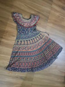 Bohemian Print Maxi Dress with Pom Po