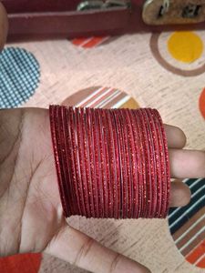 Red Glitter Bangles Set