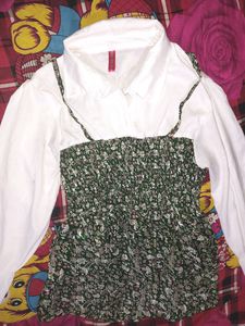 Chic Floral Smocked Dress with White Top Attached