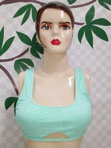(400)Mint Ribbed Cropped Tank