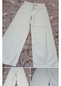 Wide Leg Cream Jeans