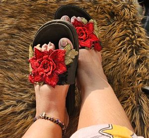 Floral Embellished Slides