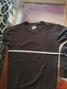Men's Black Textured Long Sleeve T-Shirt