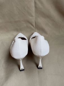 Elegant White Heels with Rhinestone Trim