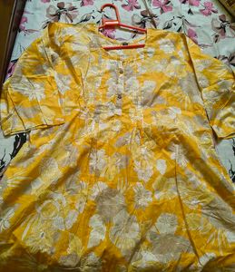 Yellow Floral Print short kurti