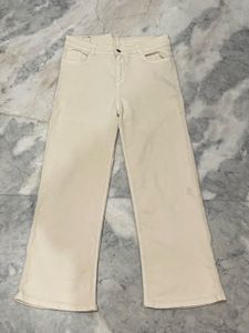 Beige Corduroy Straight Leg Jeans
