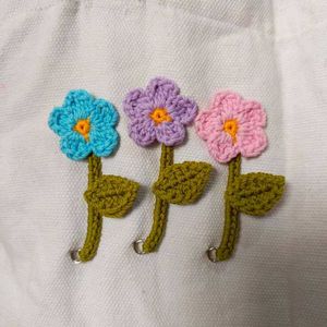 Handmade Crochet Flower Brooch Pins