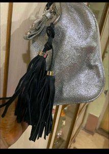 Chic White &amp; Silver Duffle Bag