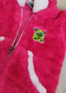 Cozy Pink Fuzzy Hoodie with Cute Frog Patch