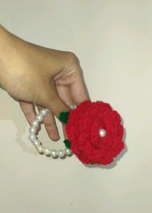 Handmade Red Rose Pearl Bracelet