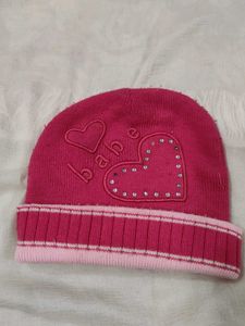 Cute Pink Beanie with Heart Detail