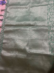 Elegant Mint Green Saree with Intricate Weave