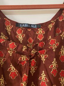 Brown Floral Print Kurta