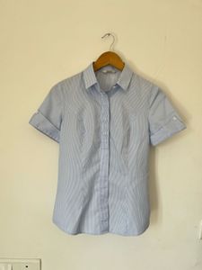 Light Blue Fitted Button-Down Shirt