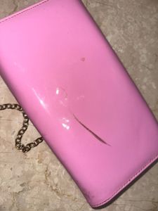 Pink Peacock Embossed Clutch with Chain