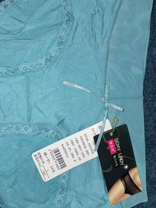 Cute Blue Cotton Briefs with Lace Trim
