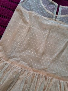 Girl's Cream Colour Net Frock