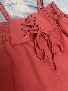 Pink Lace-Up Jumpsuit