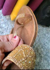 new golden Flat Sandals