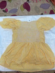 Yellow Gingham Peplum Top
