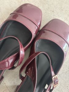 Maroon Patent Slingback Sandals
