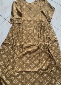 alia cut brown kurta in cotton with nice design