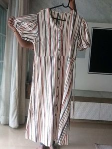 Striped Button-Down Midi Dress