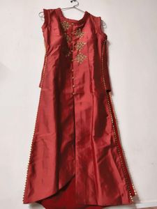Elegant Maroon kurti with plazzo  Gold Embro