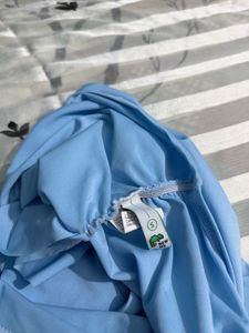 Newme Light Blue Asymmetric Ruched Top