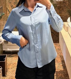 Light Blue Satin Button-Up Shirt