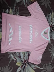 Pink "Racing" Graphic T-Shirt