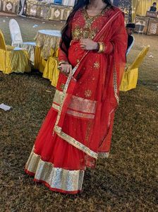 Red Sharara Bridal Garara Wear For Women