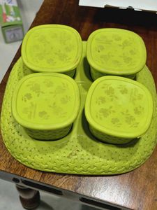 Lime Green Floral Food Containers