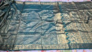 Elegant Teal & Gold Banarasi Saree