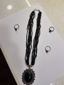 Elegant Beaded Necklace &amp; Ring Set