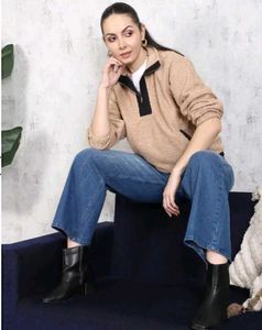 Shein Cozy Teddy Half-Zip Pullover