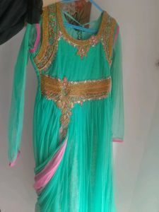 Beautiful Teal & Pink Embellished Gown
