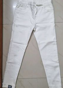 White Distressed Hem Jeans