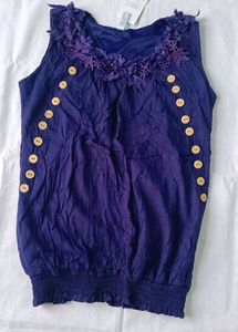 Y2k Navy Blue Sleeveless Top with Beige half jeans