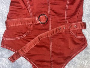 Rust V-Neck Bodysuit
