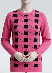 Bright Pink Geometric Pattern Sweater