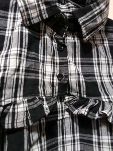 Black &amp; White Plaid Ruffle Cropped shrug