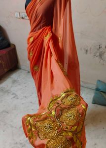 pure chiffon saree with aari tari zari work 😍🔥