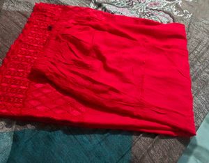 Red chikankari plazo
