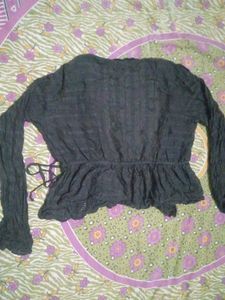 Flowy Dark Grey Ruffle Top