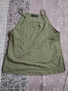Light Olive Green Halter Neck Wide Leg Pants Set