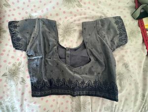 Elegant Grey Embroidered Blouse