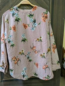 Striped Floral Print Top