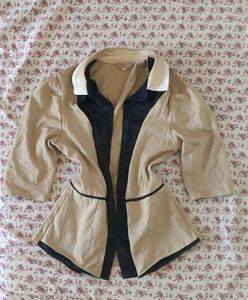 Vintage Chic Colorblock Blazer/Jacket – Tan & Blac