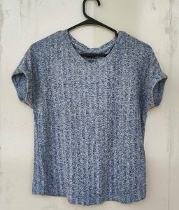 MAX Blue Textured Round-Neck T-Shirt | M |
